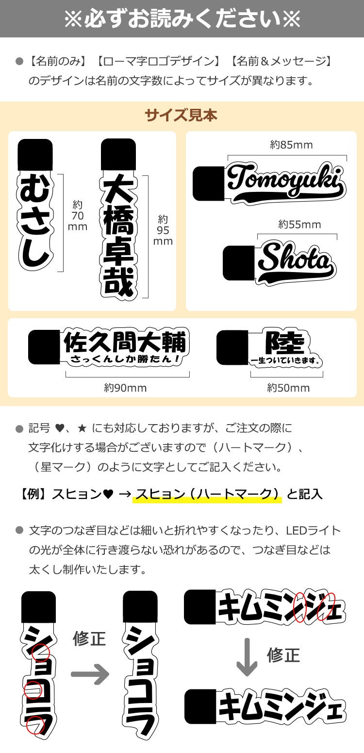 デザインについての注意事項