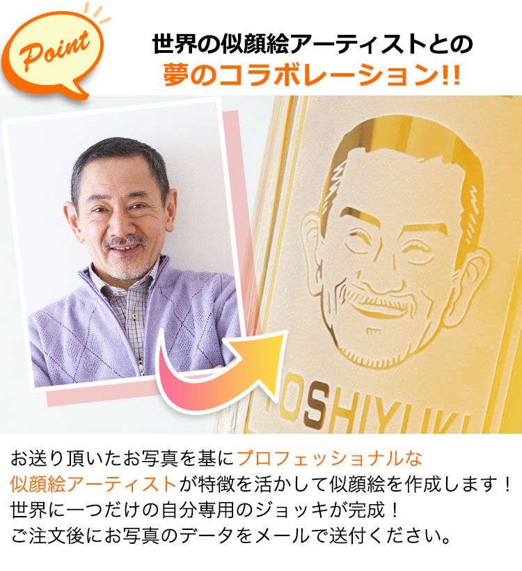 父の日 プレゼント 似顔絵ビールジョッキ 【似顔絵 ＆ 名前入り ビア